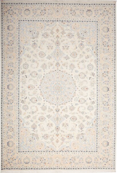 Tappeto Nain 9la Persia Medaglione Avorio Azzurro 202x293 Cm