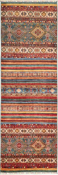 Tappeto Samarkand Pakistan Astratto Multicolore Rosso 80x245 Cm