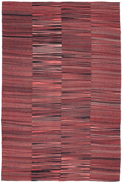 Tappeto Kilim Persia Astratto Rosso Nero 190x291 Cm