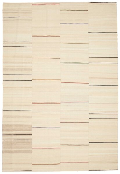 Tappeto Kilim Persia Geometrico Crema Con Strisce 219x320 Cm