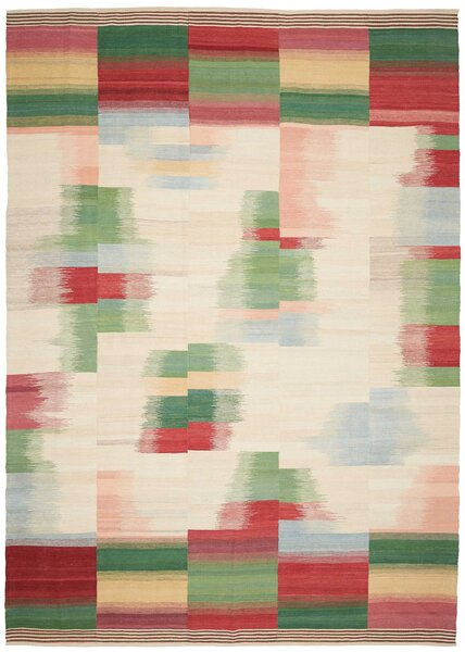 Tappeto Kilim Persia Astratto Beige Rosso 250x352 Cm