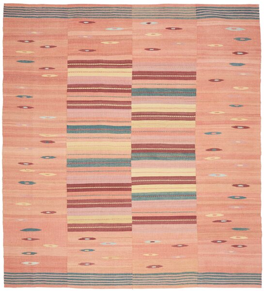 Tappeto Kilim Persia Astratto Pesca Bordeaux Verde 218x239 Cm