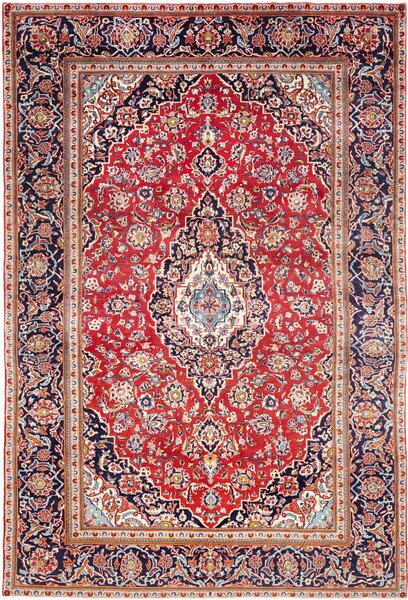 Tappeto Ardakan Persia Medaglione Rosso Blu 198x292 Cm