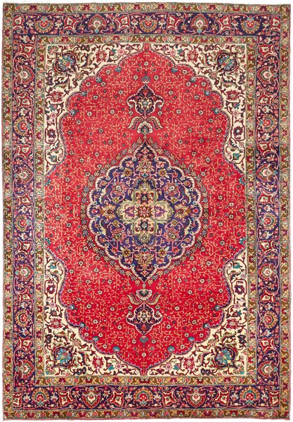 Tappeto Tabriz Persia Medaglione Rosso Blu 200x293 Cm