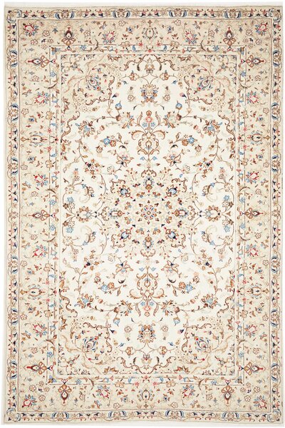 Tappeto Kashan Persia Medaglione Crema Blu 202x303 Cm