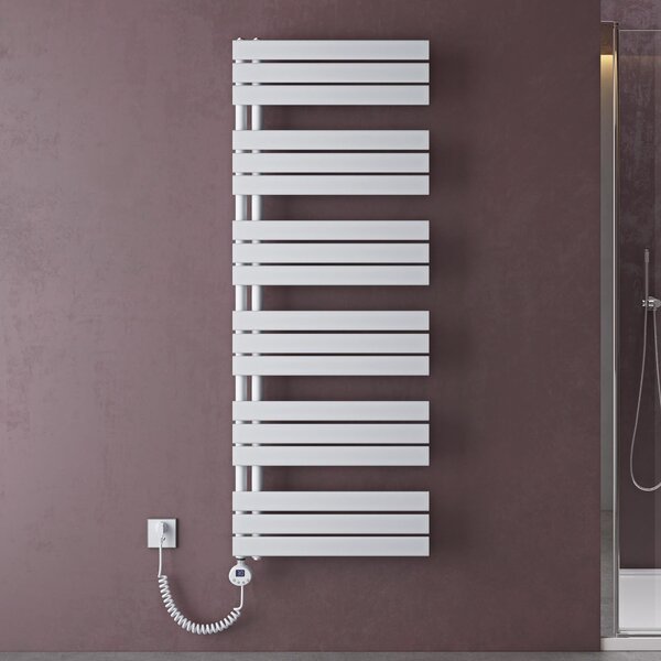 Doporro Scaldasalviette Elettrico Bagno con Termostato Digitale e Funzione Timer 159x60cm 1000W Bianco, Termoarredo Elettrico Temperatura Regolabile, Radiatore da Parete Verticale - FN