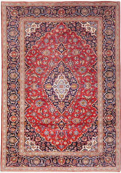 Tappeto Ardakan Persia Medaglione Rosso Blu Scuro 205x292 Cm