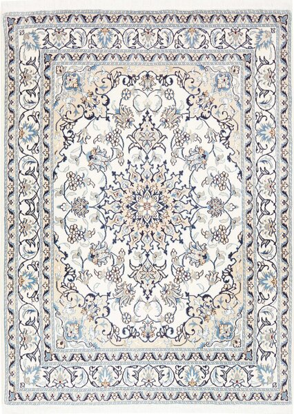 Tappeto Nain Kashmar Persia Medaglione Crema Blu 146x197 Cm