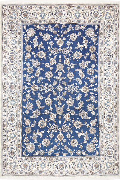 Tappeto Nain Kashmar Persia Astratto Blu Avorio 198x292 Cm