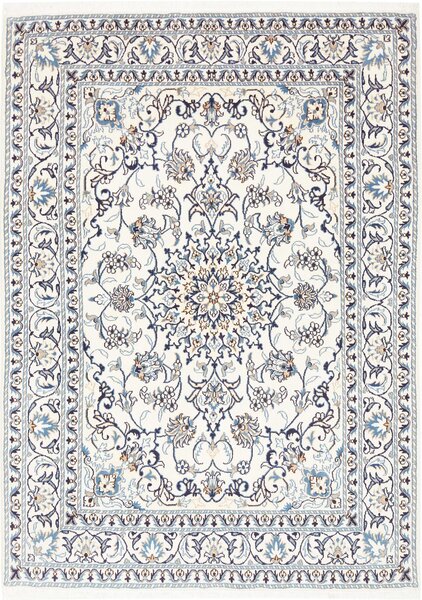 Tappeto Nain Kashmar Persia Medaglione Crema Blu 142x203 Cm