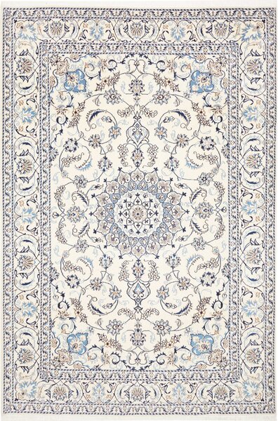 Tappeto Nain Kashmar Persia Medaglione Crema Blu 196x300 Cm