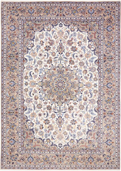 Tappeto Kashan Persia Medaglione Bianco Beige 200x285 Cm