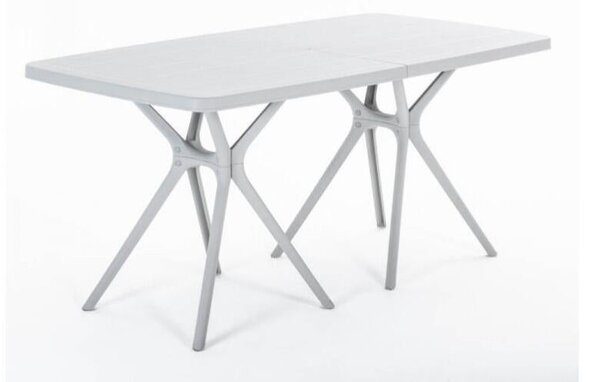 Tavolo da giardino Portofino NEW GARDEN struttura e superficie in polipropilene grigio / argento per 6 persone 160x85cm