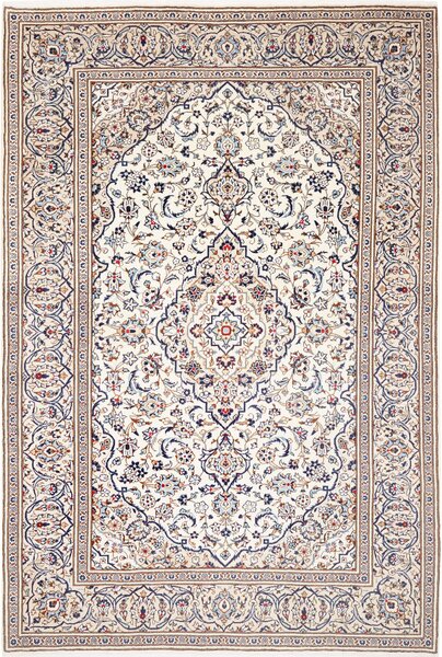 Tappeto Kashan Persia Medaglione Crema Blu 195x292 Cm