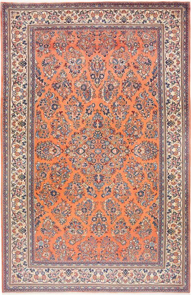 Tappeto Sarough Persia Floreale Arancio Blu 196x310 Cm