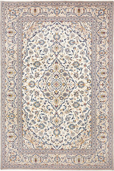 Tappeto Kashan Persia Medaglione Avorio Blu 196x295 Cm