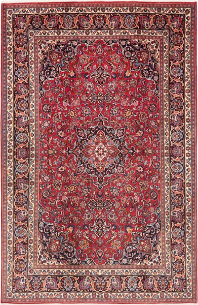 Tappeto Mashad Persia Medaglione Rosso Blu 193x300 Cm