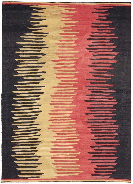 Tappeto Kilim Persia Geometrico Nero Beige 187x260 Cm