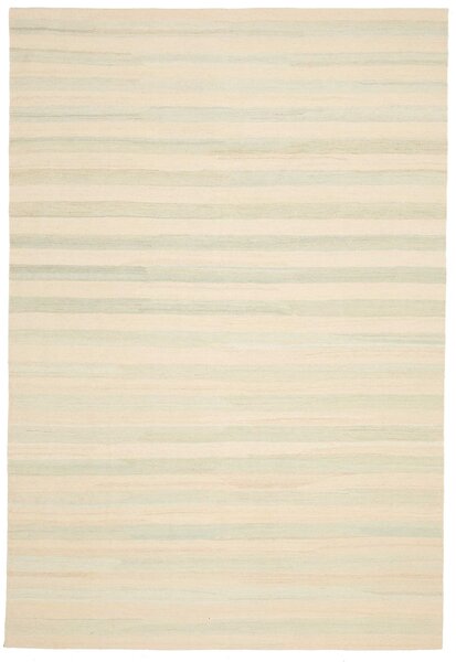 Tappeto Kilim Persia A Righe Crema Verde Menta 200x295 Cm