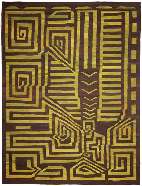 Tappeto Kilim Persia Geometrico Marrone Verde Lime 300x389 Cm