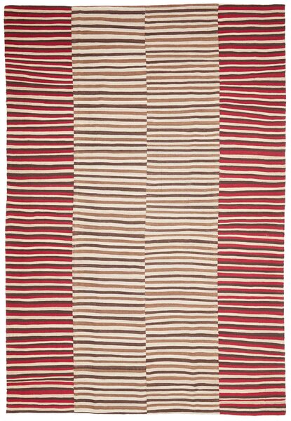 Tappeto Kilim Mazandaran Vintage Persia Astratto Rosso Panna 263x382 Cm