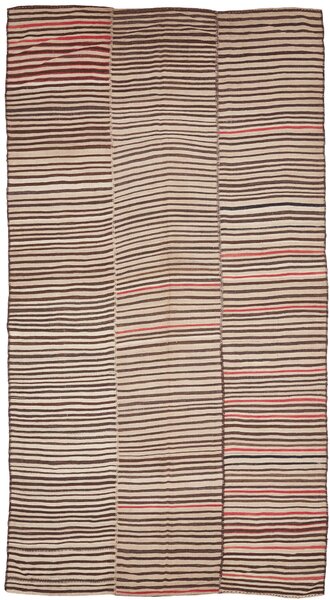 Tappeto Kilim Mazandaran Vintage Persia Astratto Beige Marrone 207x390 Cm