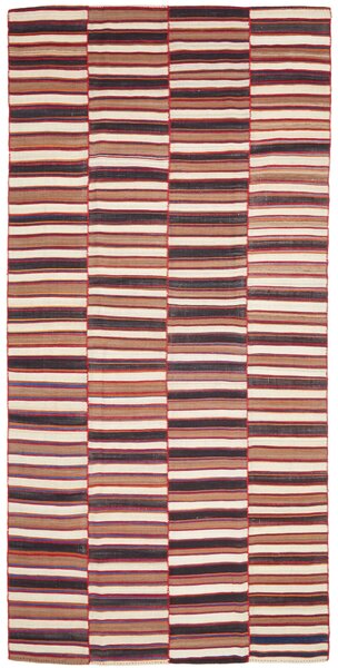Tappeto Kilim Mazandaran Vintage Persia Astratto Marrone Beige 194x392 Cm
