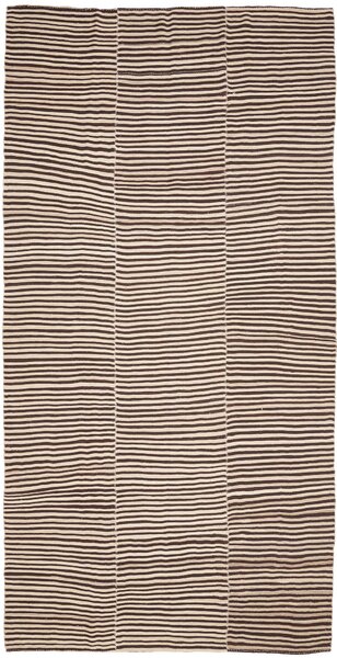 Tappeto Kilim Mazandaran Vintage Persia Astratto Beige Marrone Scuro 208x411 Cm