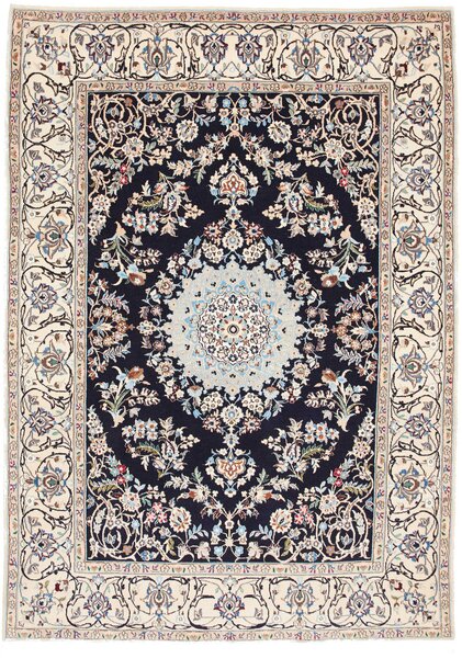Tappeto Nain 9la Persia Medaglione Blu Notte Crema 167x236 Cm