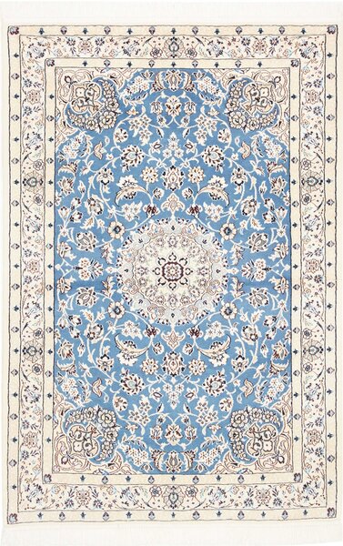 Tappeto Nain 9la Persia Medaglione Azzurro Cielo Crema 106x153 Cm