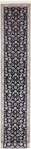 Tappeto Nain 6la Persia Floreale Blu Scuro Crema 85x612 Cm
