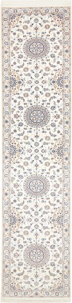 Tappeto Nain 6la Persia Medaglione Bianco Blu 87x400 Cm