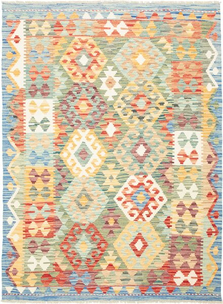 Tappeto Kilim Afghanistan Geometrico Multicolore Vibrante 128x175 Cm