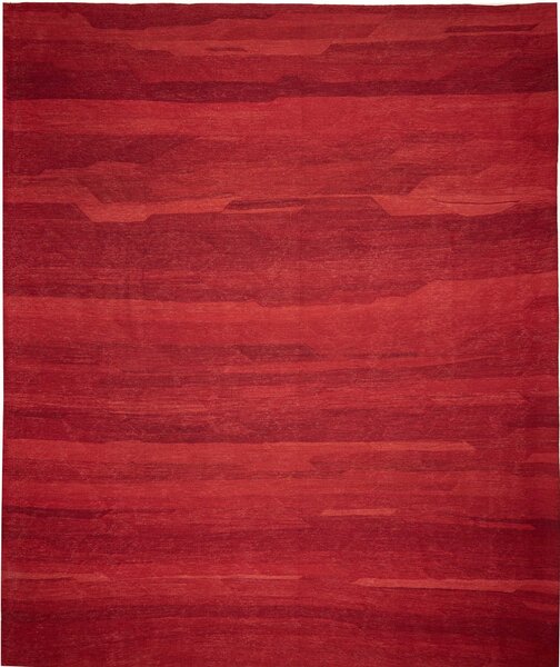 Tappeto Kilim Persia Astratto Rosso Intenso Abrash. 389x448 Cm