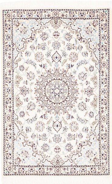 Tappeto Nain 9la Persia Medaglione Avorio Blu 81x119 Cm