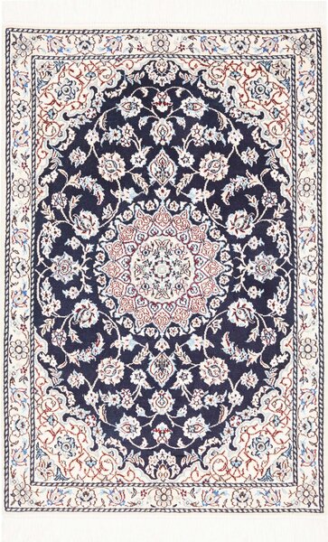 Tappeto Nain 9la Persia Medaglione Blu Crema 81x120 Cm