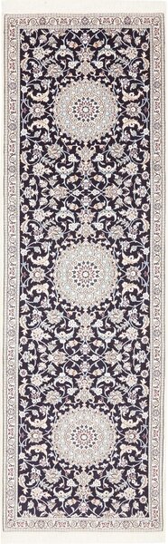 Tappeto Nain 9la Persia Floreale Nero Crema 92x294 Cm