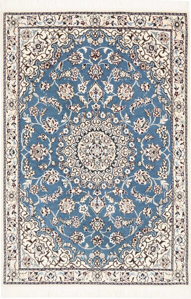 Tappeto Nain 9la Persia Medaglione Celeste Avorio 80x117 Cm