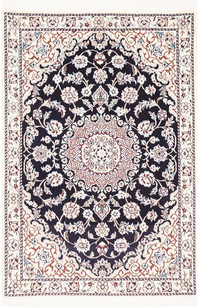 Tappeto Nain 9la Persia Medaglione Blu Notte Avorio 81x120 Cm