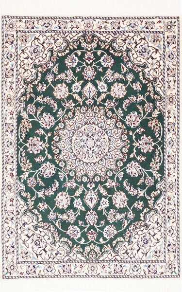 Tappeto Nain 9la Persia Medaglione Verde Avorio 80x116 Cm