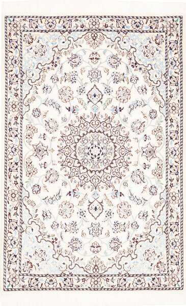 Tappeto Nain 9la Persia Medaglione Avorio Blu 81x125 Cm