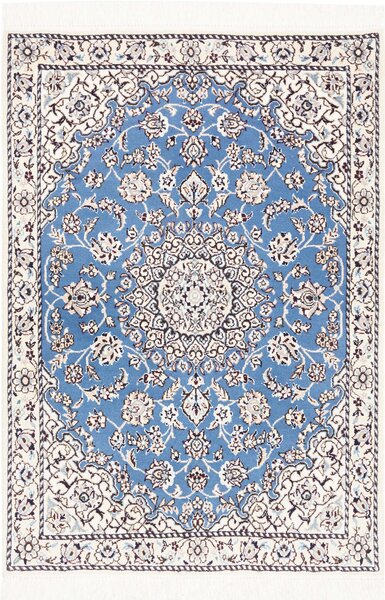 Tappeto Nain 9la Persia Medaglione Celeste Crema 78x114 Cm
