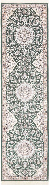 Tappeto Nain 9la Persia Floreale Verde Petrolio Avorio 80x303 Cm