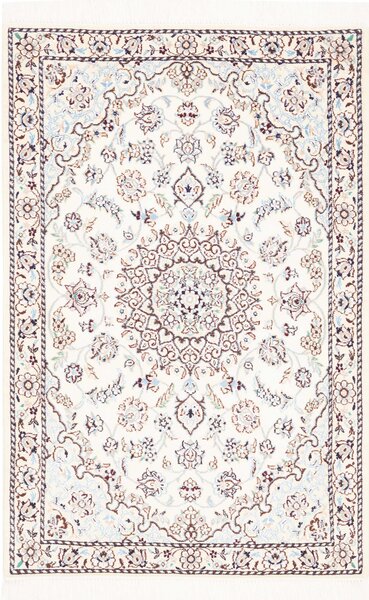 Tappeto Nain 9la Persia Medaglione Avorio Blu 80x124 Cm