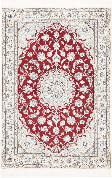 Tappeto Nain 9la Persia Medaglione Rosso Crema Azzurro 102x148 Cm
