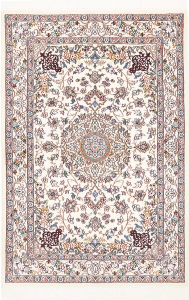 Tappeto Nain 9la Persia Medaglione Avorio Blu 100x148 Cm