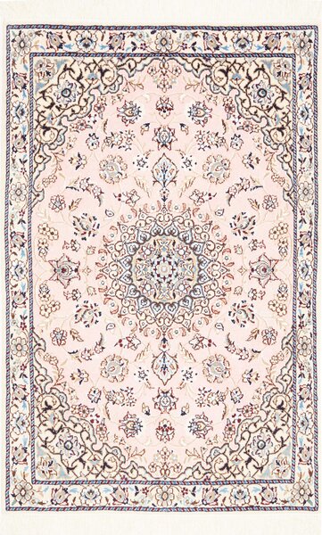 Tappeto Nain 9la Persia Medaglione Rosa Crema 80x120 Cm