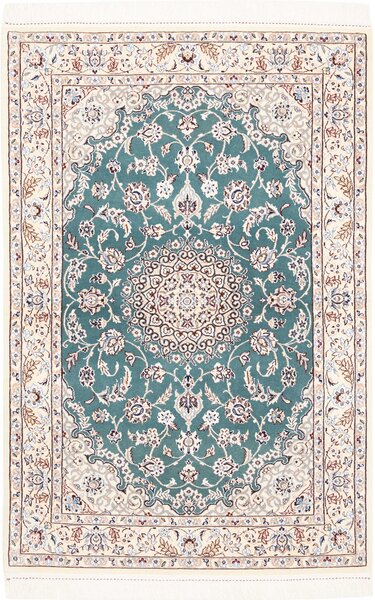 Tappeto Nain 9la Persia Medaglione Turchese Crema 98x148 Cm