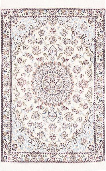 Tappeto Nain 9la Persia Medaglione Crema Blu 82x120 Cm