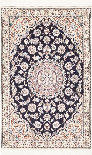 Tappeto Nain 9la Persia Medaglione Blu Crema 80x127 Cm